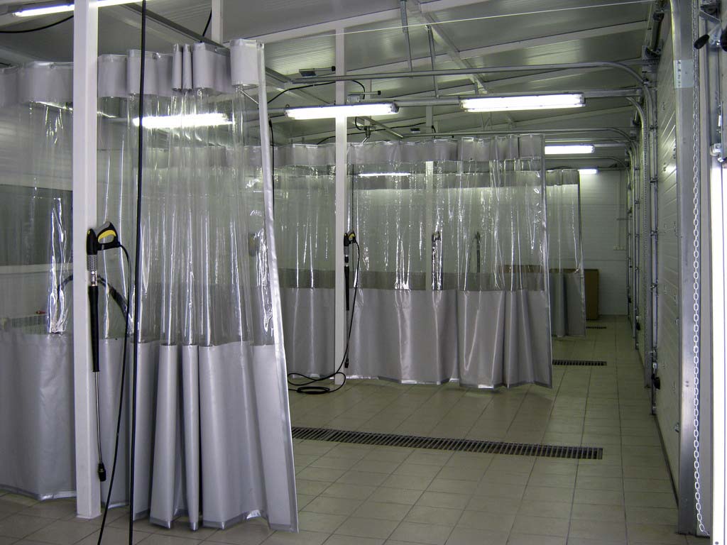 Штора для автомойки с прозрачной вставкой, размер 2х8м