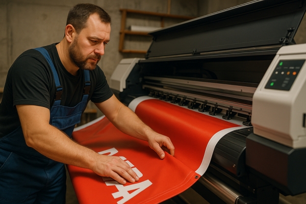 Нанесение надписи на тент.