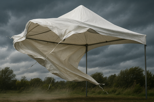 Тент на ветру.