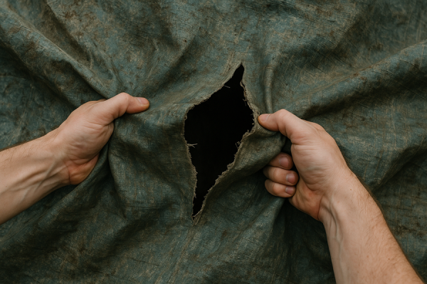 Дыра в старом тенте.