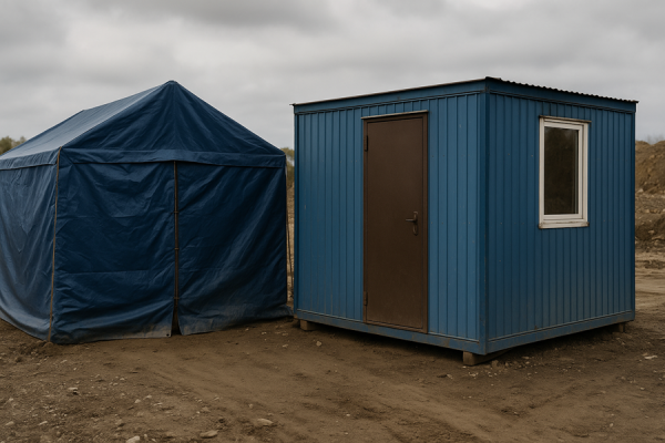 Тентовая бытовка и вагончик.